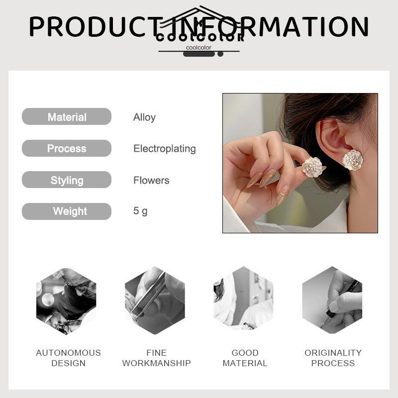 COD❤️1 Pasang Anting Pearl Mountain Camellia Earrings Korea Anti Karat Dan Anti Luntur Murah Anting Cinta Hati Berlapis Fashion Wanita Sederhana Aksesoris Perhiasan Hadiah Ulang Tahun