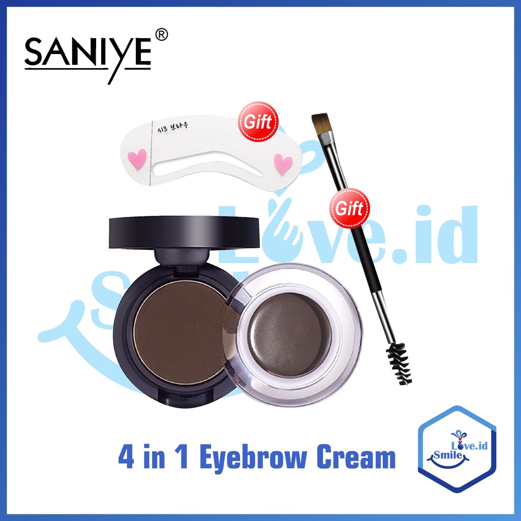 SANIYE 4 in 1 Eyebrow Cream &amp; Gel Eyebrow Powder Double Layer with Brush S09