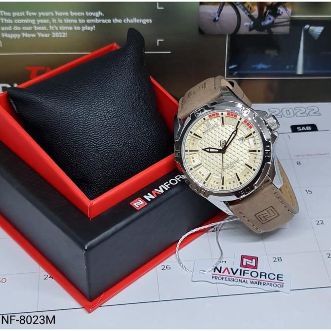 Jam Tangan Pria Fashion Analog Naviforce 8023 Kulit Original Nekalistore