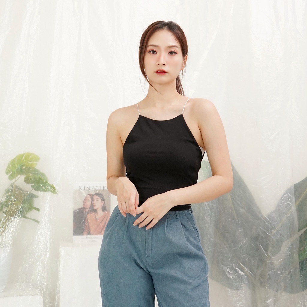 Tanktop Basic Slim Fit Wanita Tali Spagheti Crop Top Style 197