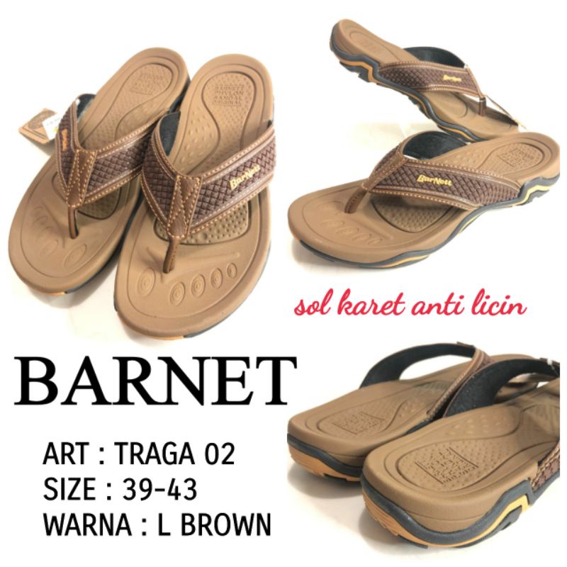 SANDAL JAPIT PRIA BARNET TRAGA 02 WARNA BROWN SIZE 39-43 SOL KARET ANTI LICIN