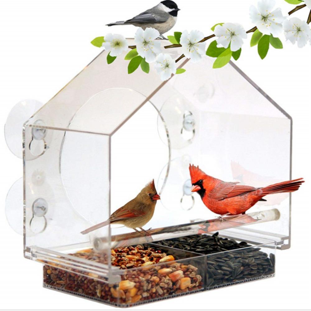 Solighter Burung Gantung Feeder Glass Suction Cup Feeding House Tempat Makan