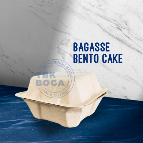 Box Bagasse ( 15x15 - 450 ml ) Kotak Bento Korea Cake Burger Lunch
