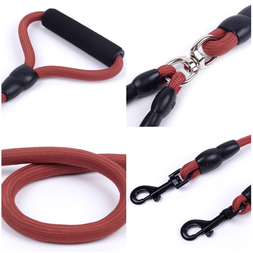 Tali Tuntun Hewan Anjing Kucing / Twin Double Dog Leash - Polos 2 in 1