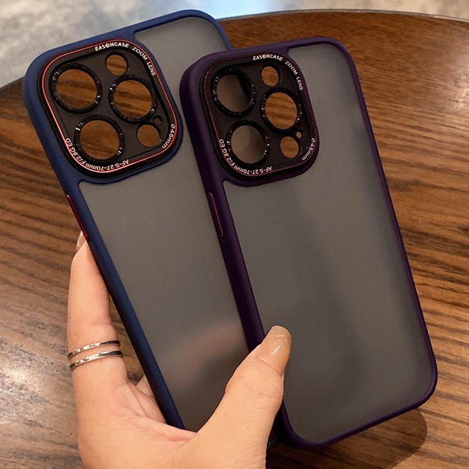 New ！！ Dark Purple For iPhone 14 Pro Max Matte High Quality Anti-Fingerprint Case iPhone 14 plus 12 13 Pro Max Hard Shell Metal Camera + Metal Button Case Phone