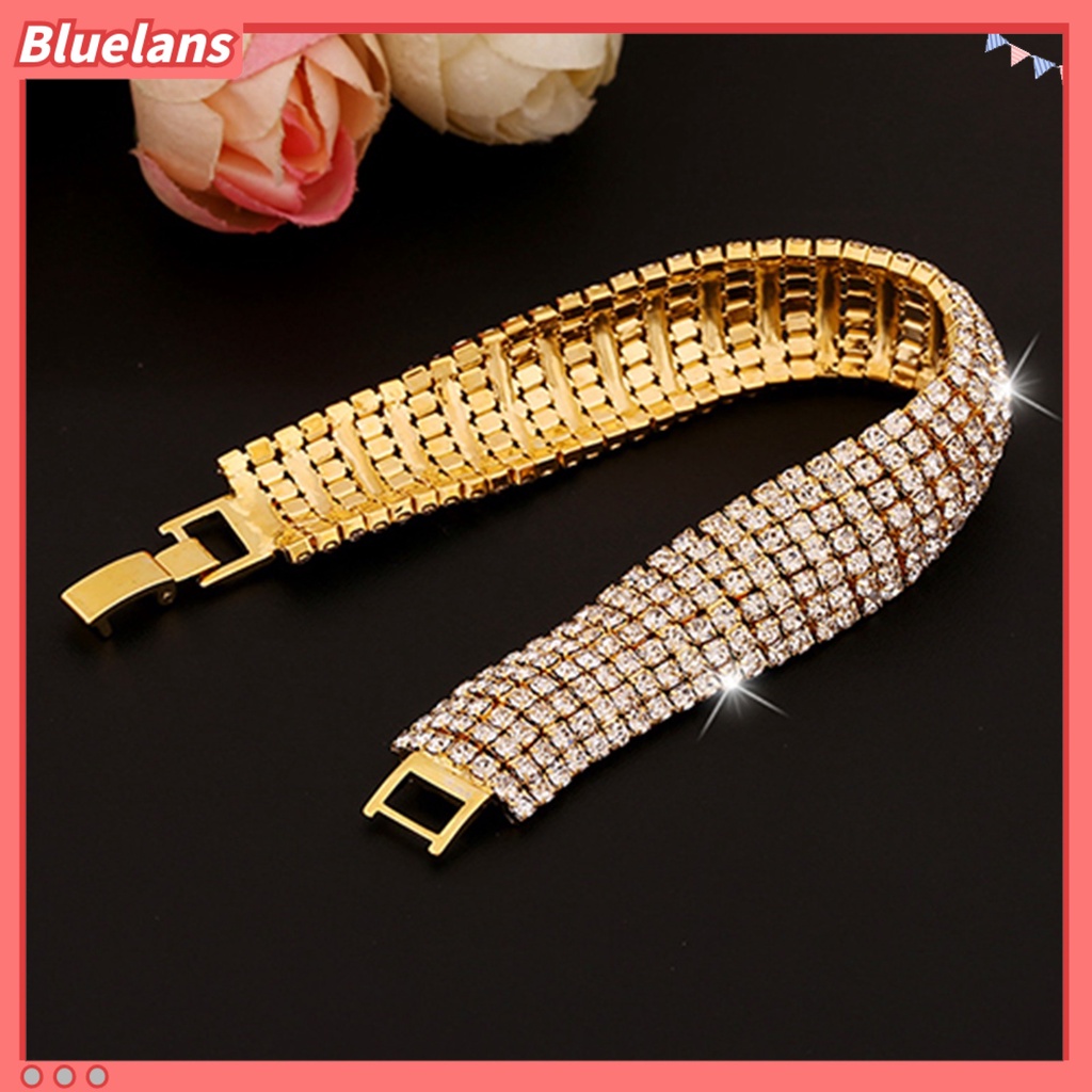 Bluelans Women Roman Style Rhinestone Wide Bangle Bracelet Jewelry Gift Party Banquet