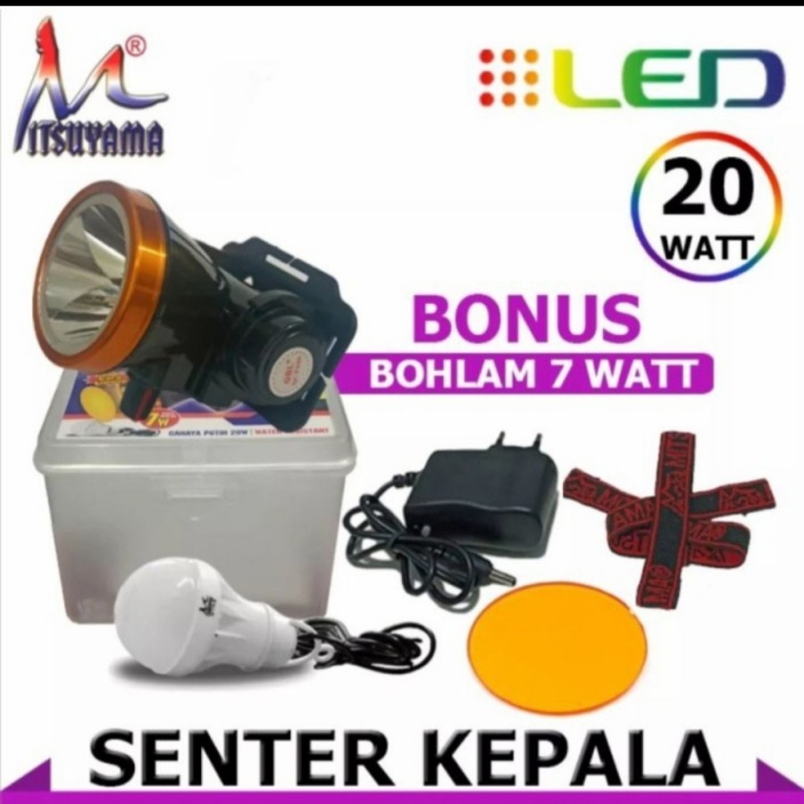 COD Senter Kepala LED Putih 50 Watt Dimmer MITSUYAMA MS -175P CAHAYA PUTIH