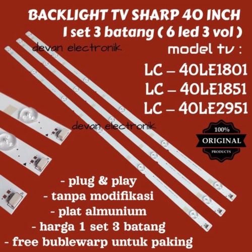 Dijual backlight tv sharp 40 LE185i - backlight sharp LC-40LE1851 - Lampu led backlight tv sharp 40 