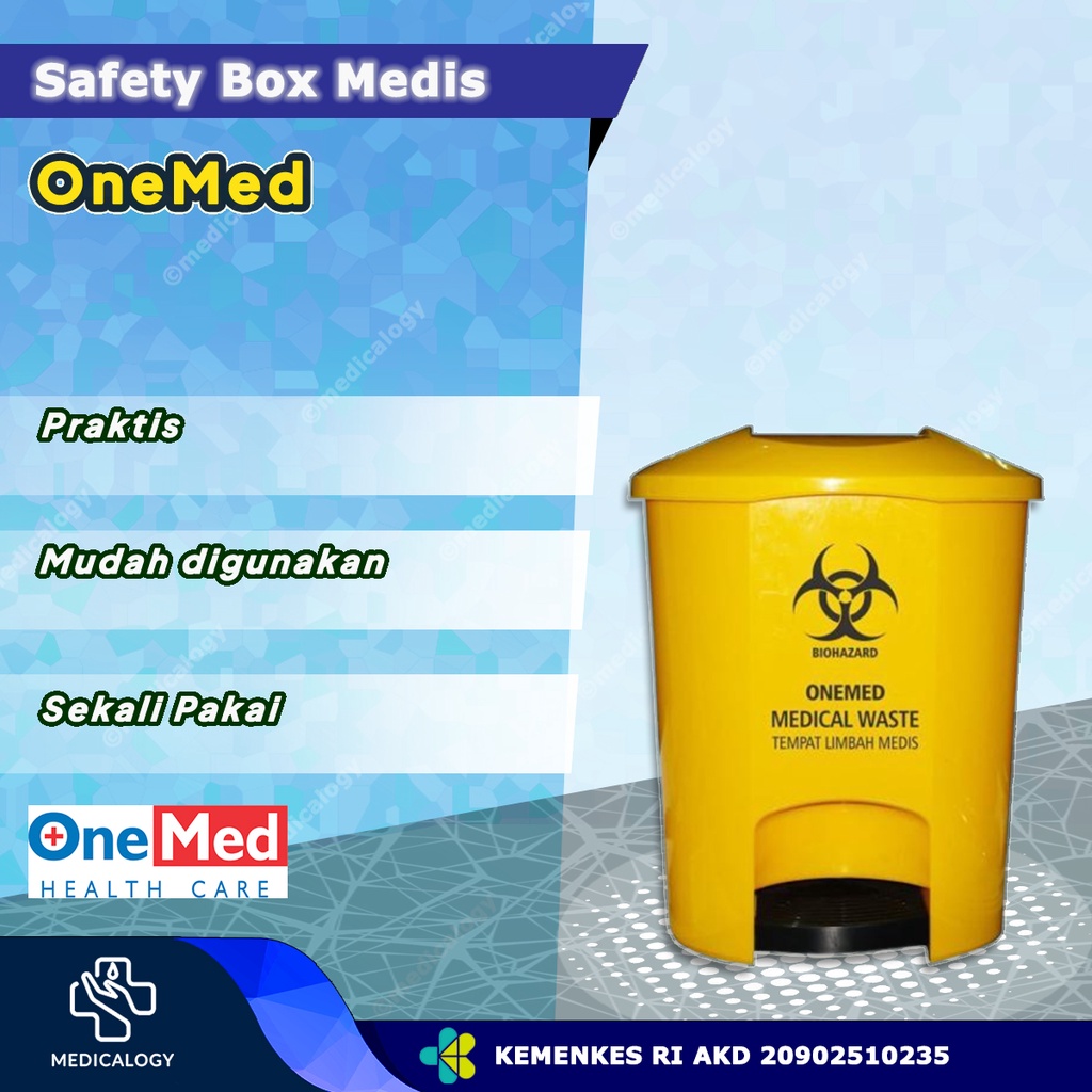 Onemed Tempat Sampah / Safety Box Medis (Sampah Biohazard Limbah Medis)