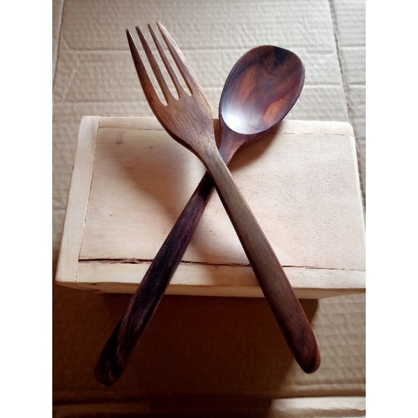 satu set sendok garpu kayu/sendok makan/souvenir