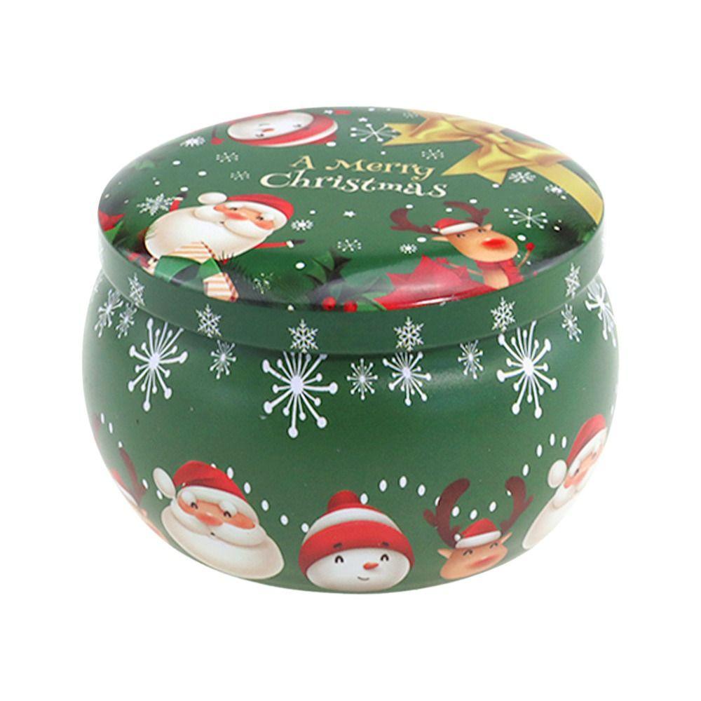 Solighter Natal Besi Kotak Hadiah Beri Wangi Toples Kaleng Permen Candy Tin Aromatherapy Candle Pot