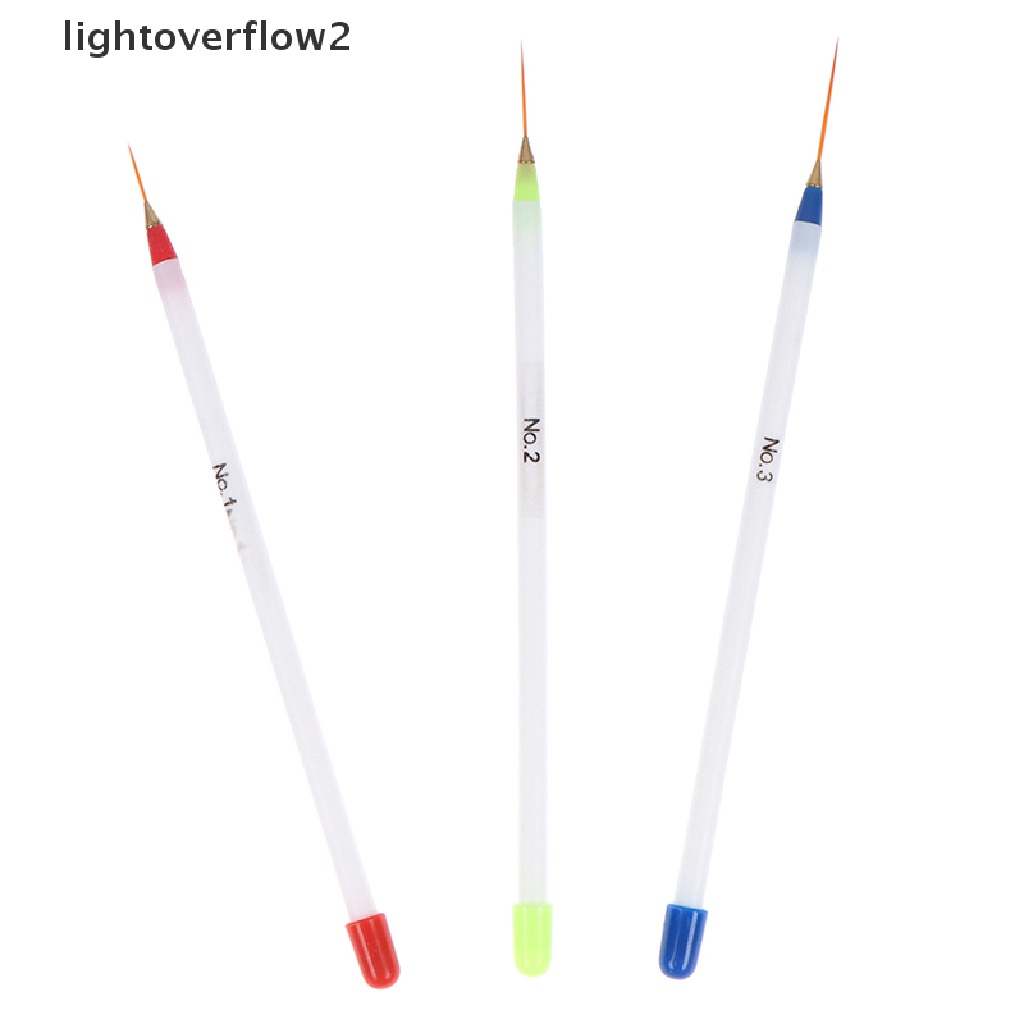 (lightoverflow2) 3 Pcs / Set Brush Pen Liner Ultra Tipis Kepala Lembut Untuk Gambar Nail Art / Manicure