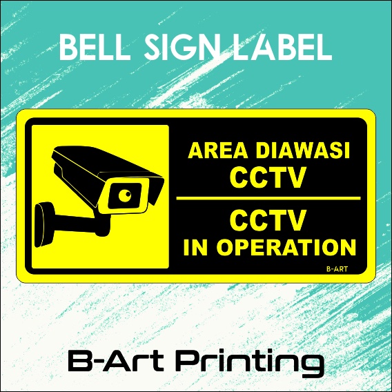 Label Sign &quot;Area Diawasi CCTV / CCTV In Operation&quot; Akrilik 31 x 15 cm Besar