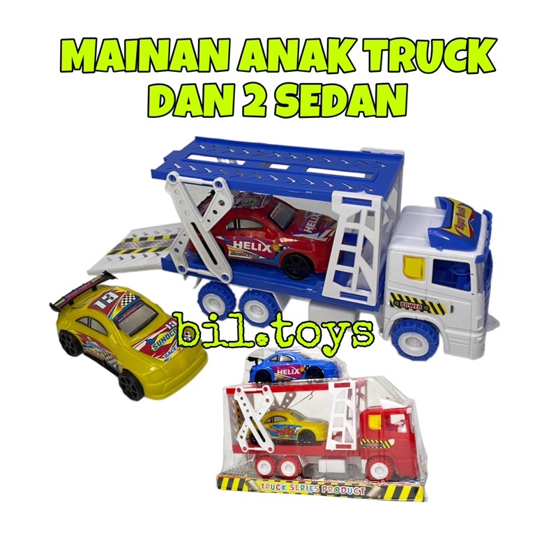 MAINAN MOBIL TRUK KONTAINER ANGKUT 2PCS MOBIL