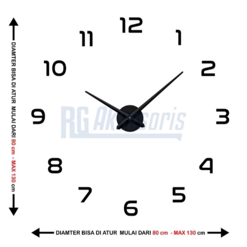 Jam DIY JUMBO Tempel Dinding Unik Untuk Ruang Tamu Kamar / Jam Dinding Sangat Besar