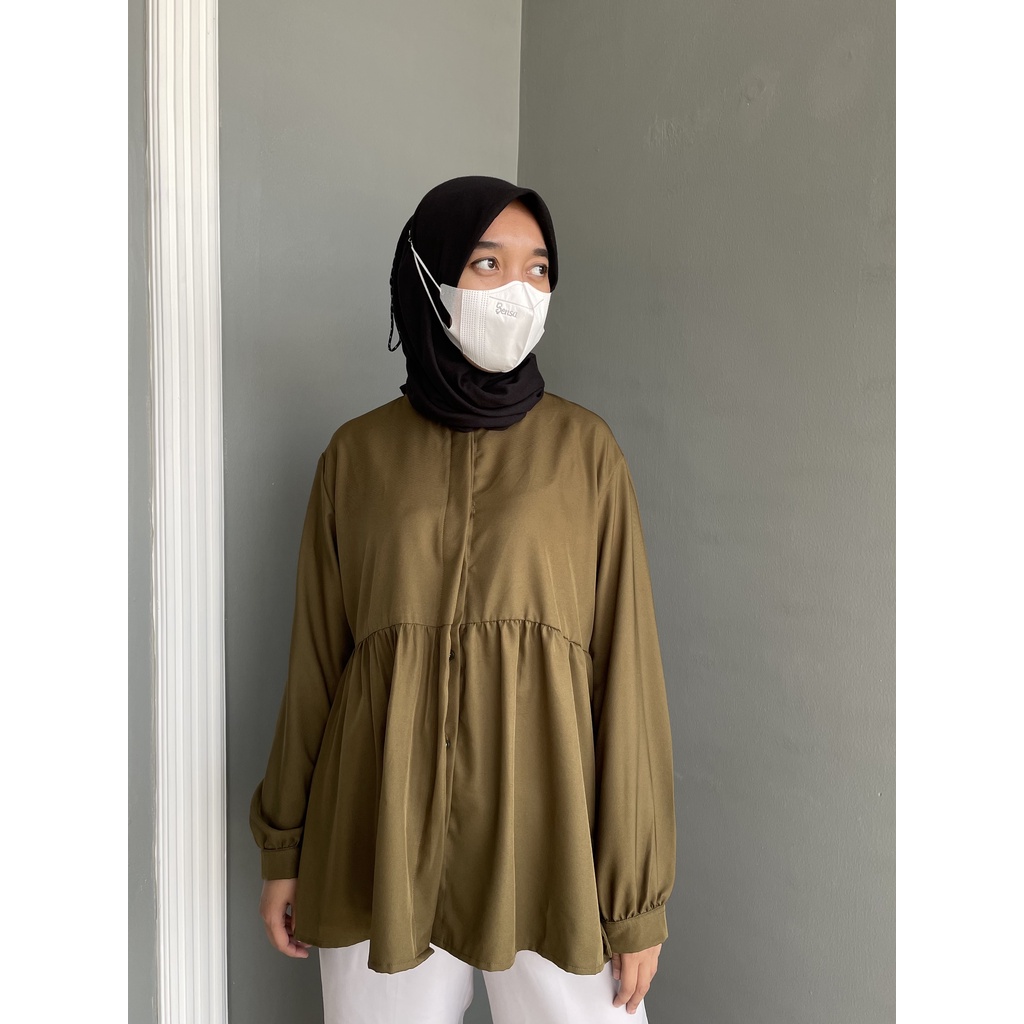 Kyra Blouse by Decotton Baju Polos Kemeja Hijab Lengan Panjang Wanita Murah Premium DeCottonid