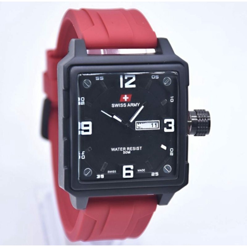 Jam Tangan Swist Army Rubber Pria Tanggal Hari