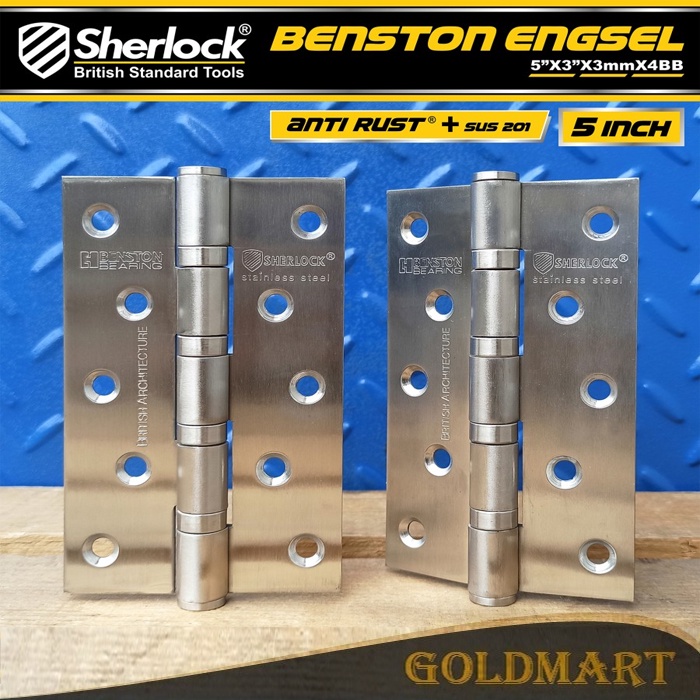 Engsel Stainless Steel 201 Ball Bearing Original Sherlock Engsel Pintu 5 inch