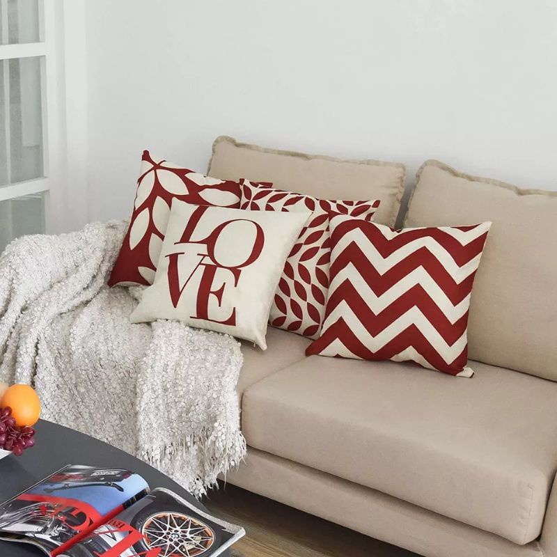 SARUNG BANTAL SOFA 45X45 CM LINEN GLAM RED