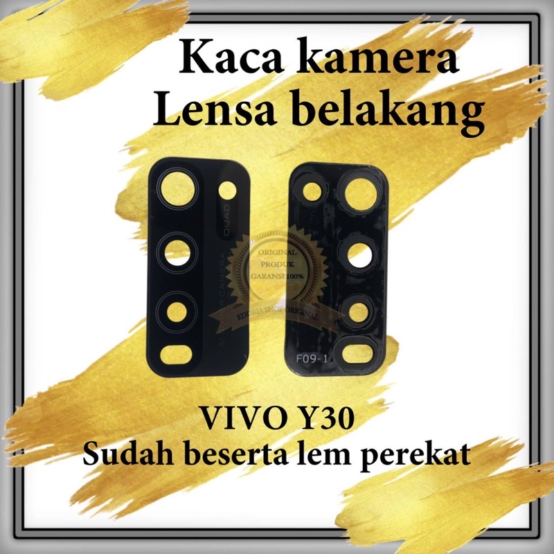 Kaca Lensa Kamera Belakang Vivo Y30 / Y50 Sudah Sama Lem Black