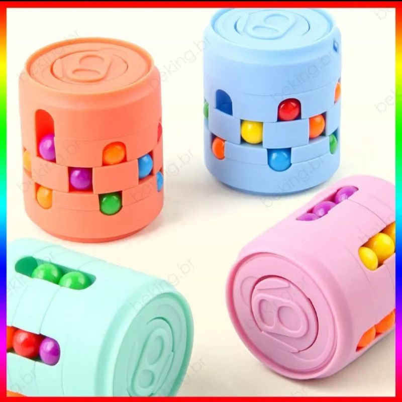 Can Cube Fidget Toys Magic Colorful Beans Finger Spinning Relieves Stress Decompression Tool For Children And Adults