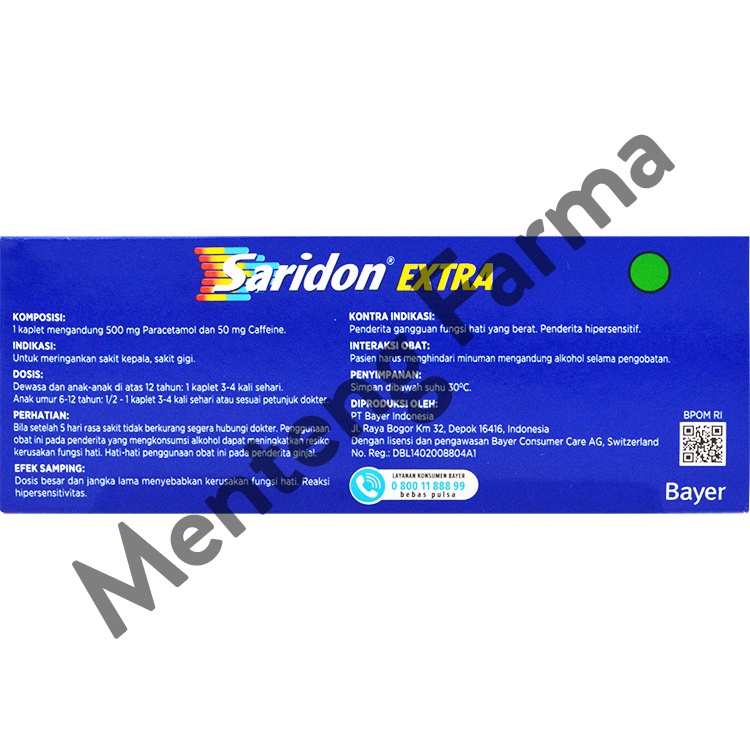 Saridon Extra 10 Tablet - Cepat Meredakan Sakit Kepala dan Sakit Gigi