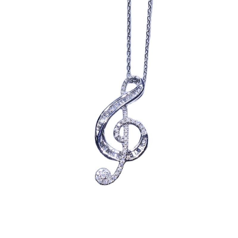 Kalung Rantai Liontin Simbol Musik Bahan Stainless Steel Untuk Wanita