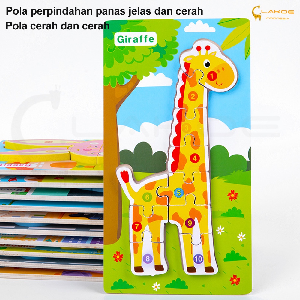 LAKOE puzle kayu edukasi anak mainan Jigsaw puzzle kayu anak