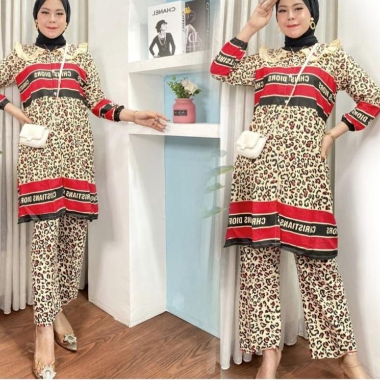 Setelan Wanita Dior/Setelan Wanita LV/Setcel Branded/Setcel  Terbaru/Setcel Viral/Setelan Kerah Bord