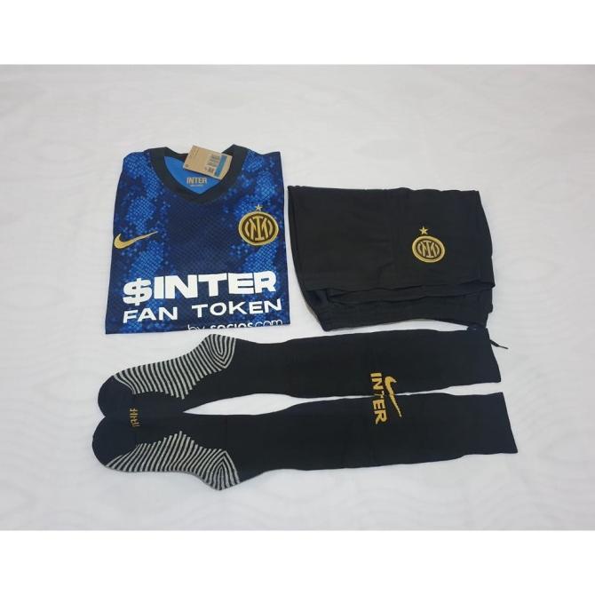 JERSEY BAJU BOLA INTER MILAN HOME 2021/2022 FULLSET 3 BARANG INTER DESRF6846ED