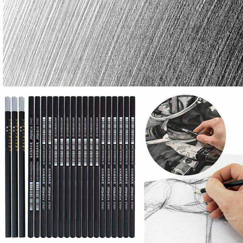 29pcs Drawing Pencil Set/Pensil Gambar Sketsa Pisau Penghapus-Dengan Pouch Serut