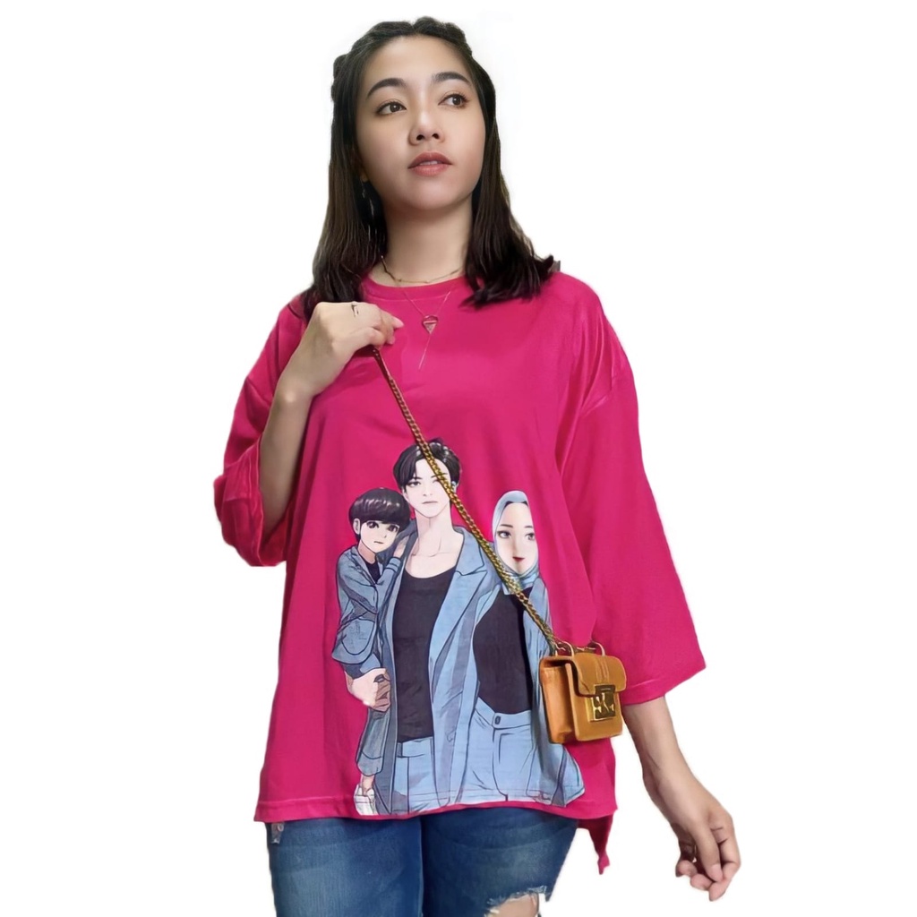 ATASAN OVERSIZE PENGUIN VIRAL KAOS JUMBO WANITA HIJAB FRIENDLY BASIC