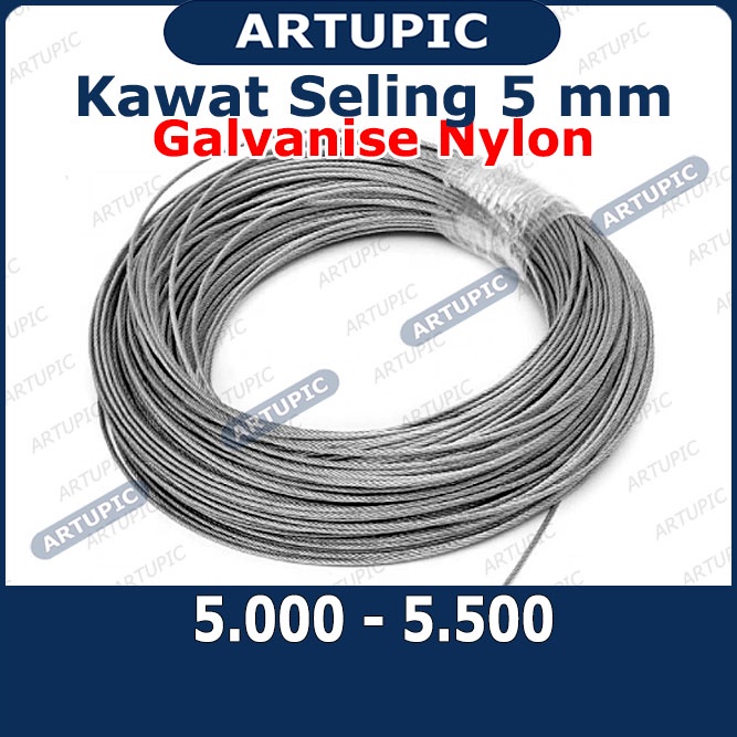Kawat Seling 5 mm Galvanise Nylon | Kawat Selling Sling Baja Galvanise Wire Rope 5mm