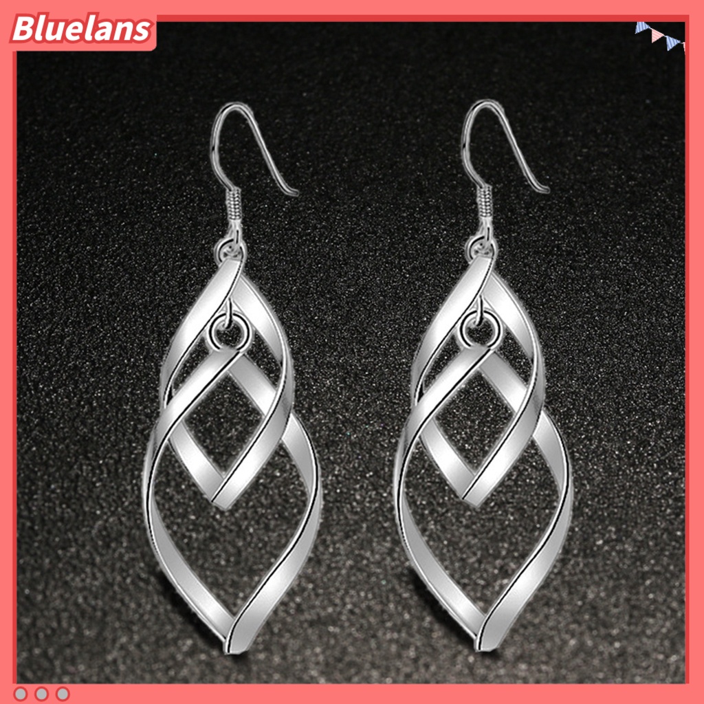 [Bayar Di Tempat]Anting Elegan Bentuk Spiral Berlapis Perak