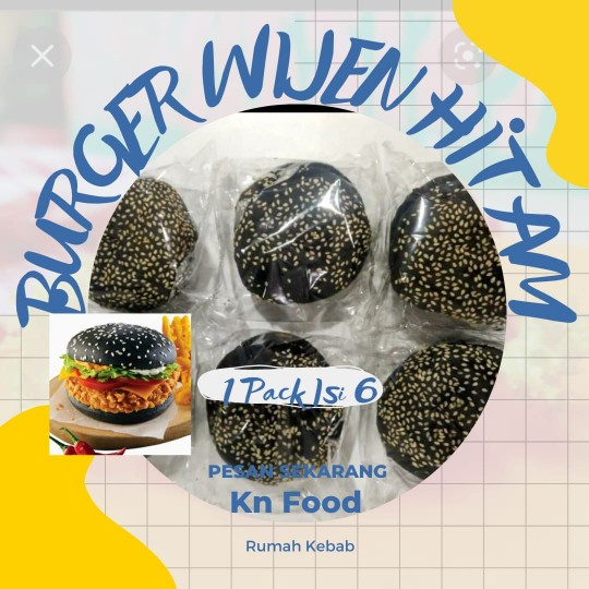 

Roti Burger Hitam Wijen 1 Pcs - Black Bun Burger Khusus GO JEK