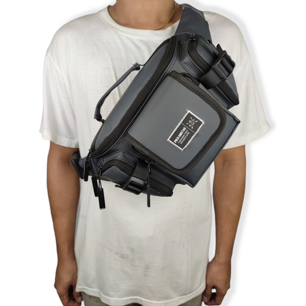 Tas Selempang Pria Waterproof Polo Amstar Anti Air Tas Pinggang Waistbag Tas Outdoor Tas Pria Wanita