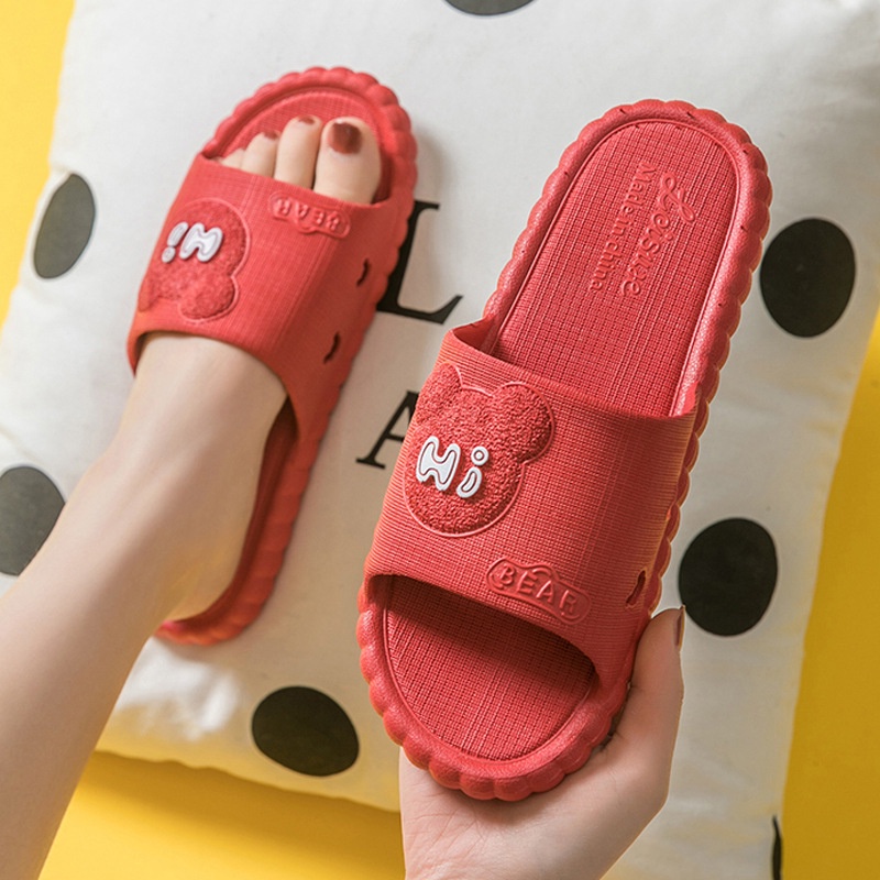 FY Sandal Slop Jelly Karet Couple Pria / Wanita Motif Hi-BEAR Timbul Simple Trendy