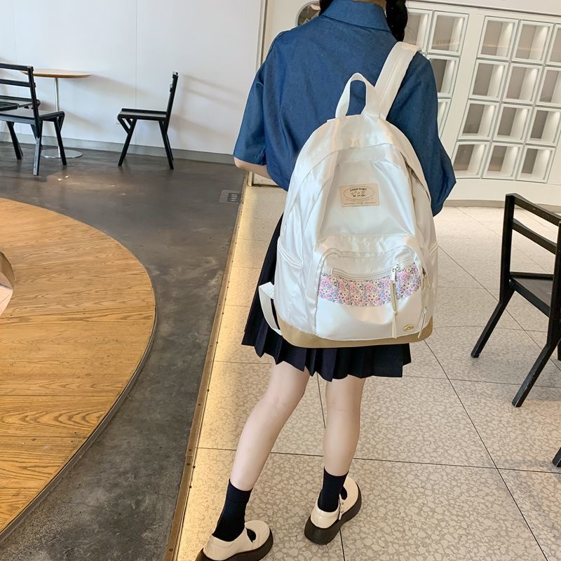 ❡▩ஐSera impor bunga jahitan ransel perempuan Korea desain niche tas sekolah siswa ransel komputer berkapasitas besar baru