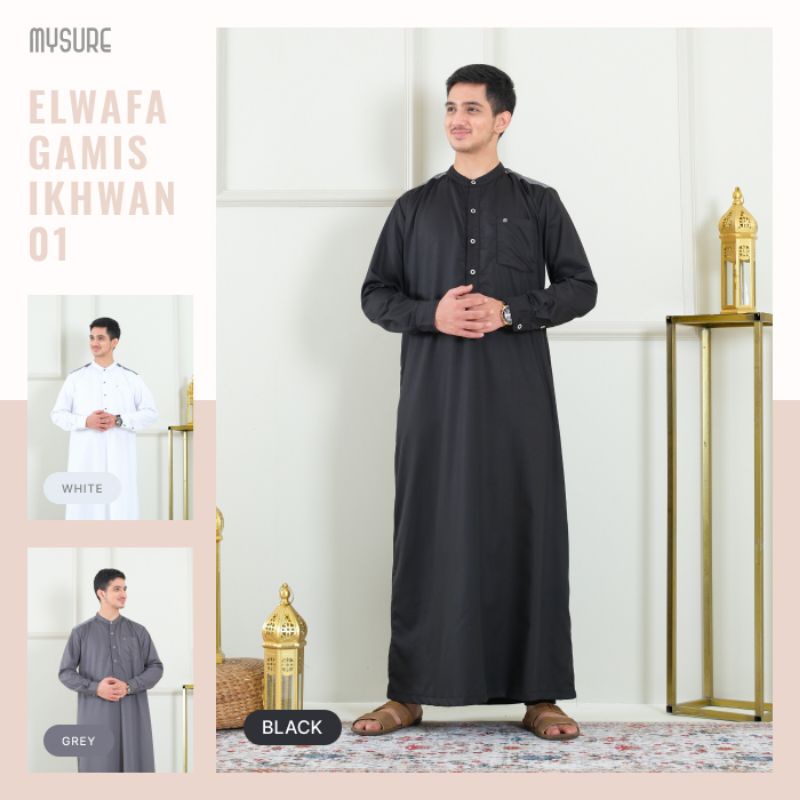 gamis ikhwan simpel elegan nyaman adem halus Elwafa 01 brand by Mysure