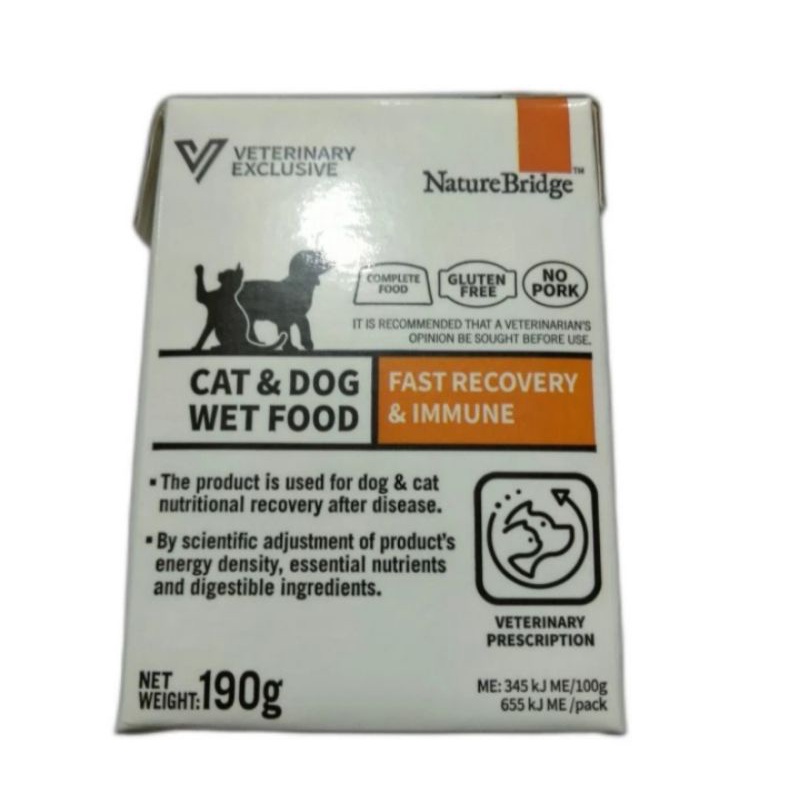 nature bridge facst recovery &amp; immune 190gr cat dog wet food recovery