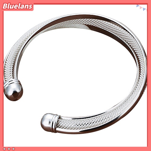 Bluelans Classical Silver Plated Bevel Edge Opening Bangle Bracelet Gift Fashion Jewelry