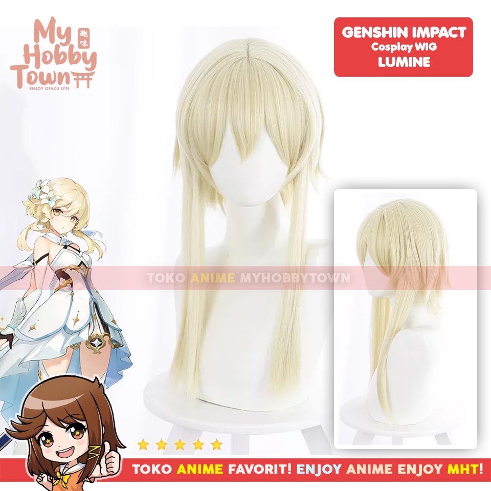 Wig Cosplay Anime Game Genshin Impact Lumine Rambut Palsu Traveler