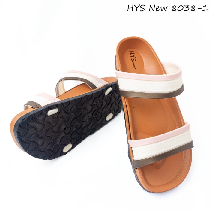 SANDAL WANITA SLOP BAN 2 8038-1 HYS NEW SENDAL SLIP ON KARET JELLY WANITA 37 – 41 HARGA GROSIR