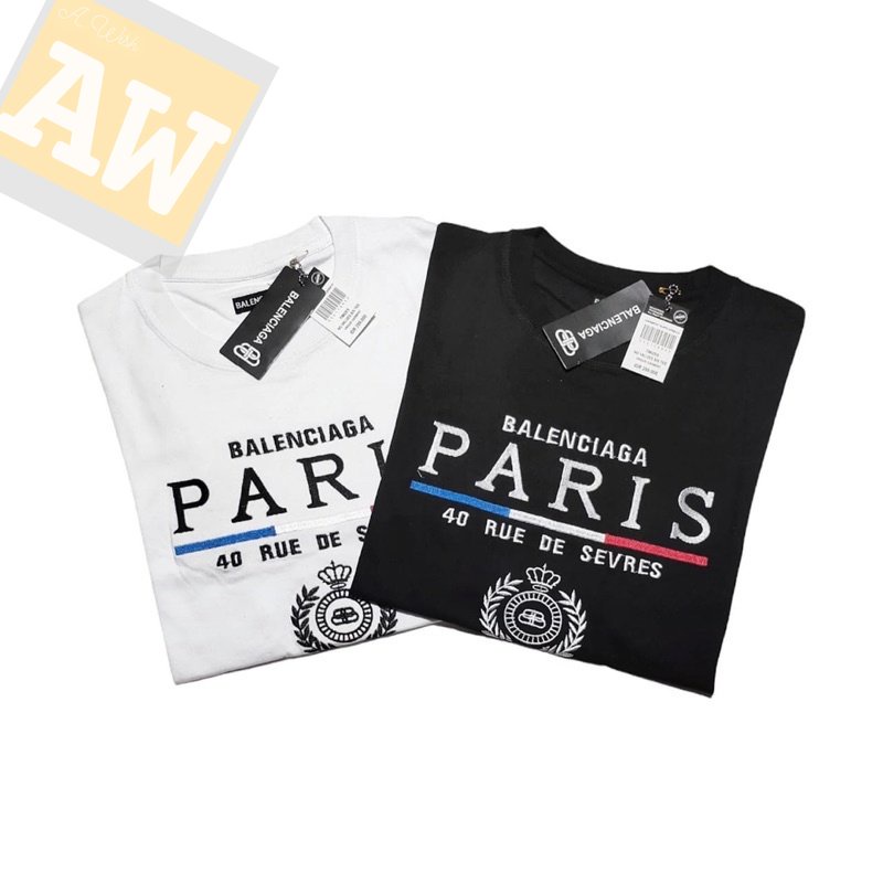 Kaos Pria Distro Keren Tshirt  Distro Baju Koas Pria Balenciaga Paris Bordir Catton Combed 24s