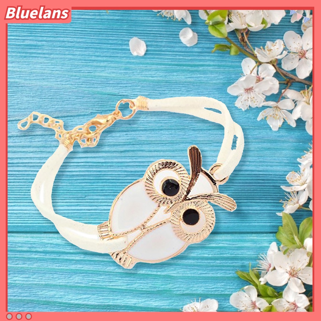 Bluelans Gelang Liontin Burung Hantu Model Lapis Ganda Bahan Alloy Gaya Retro Untuk Wanita