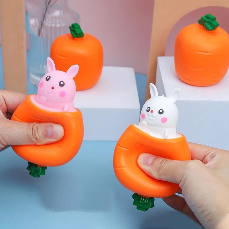 Mainan Squishy Anti Stress Kelinci Pop It Rabbit Carrot