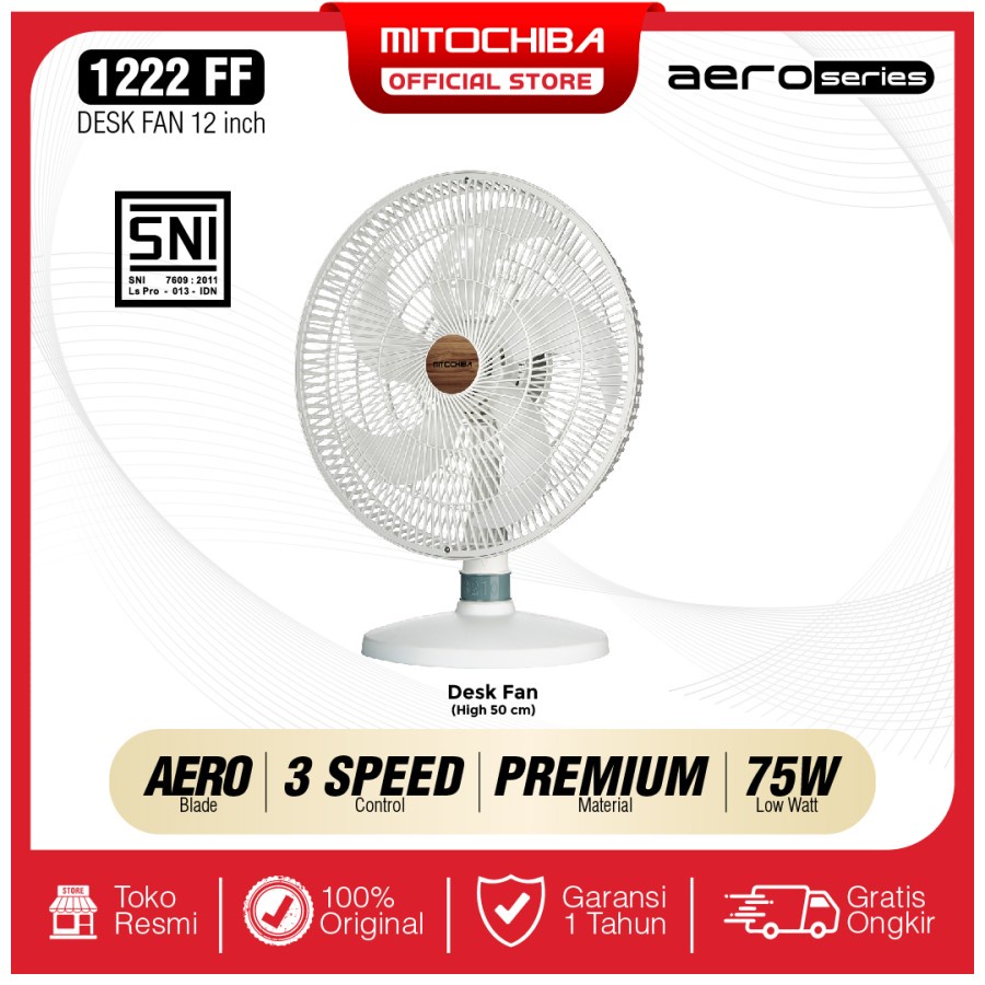 Kipas Angin Meja Mitochiba 1222FF Desk Fan Floor Fan Mito 1222 FF Aero Kipas Mito Desk Floor Fan