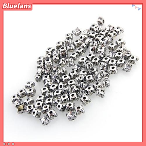 100 Pcs Manik-Manik Berlian Imitasi Lapis Perak Untuk Dekorasi Jahit Perhiasan