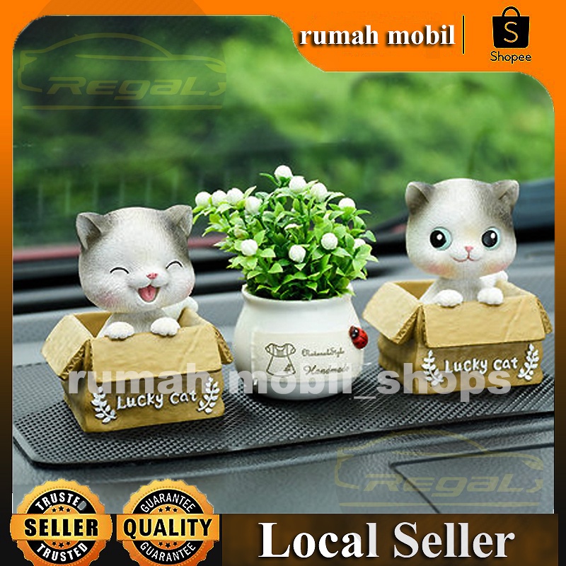 Perempuan Untuk Dekorasi Interior Mobil/Lucu Kucing Kardus Hiasan Dashboard aksesoris Mobil/ Hiasan pajangan solar dashboard dasbor mobil kucing lucky cat/Dekorasi konsol tengah mobil/ornamen mobil