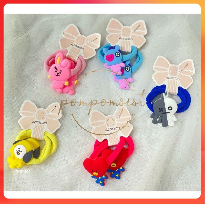 [MDP] [ISI 2PCS] KARET IKAT RAMBUT DONAT BTS BT21 WARNA WARNI KARAKTER KPOP ARMY JEPIT GULUNG KUCIR 